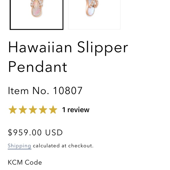 Na Hoku Hawaiian Slipper Pendant Necklace - 14k Rose Gold with Diamonds. - Picture 5 of 5